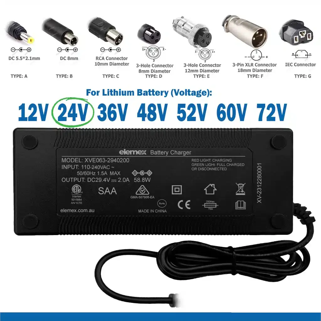 Battery charger with different connectors